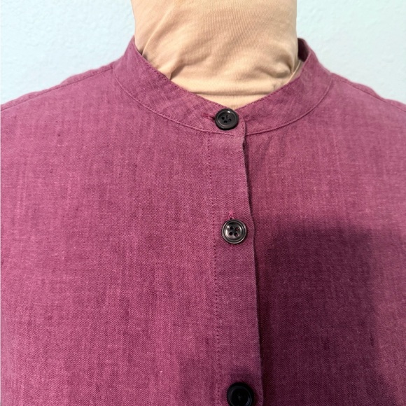 J Jill Women Linen Tunic top Small pink Mandarin collar - Picture 5 of 11